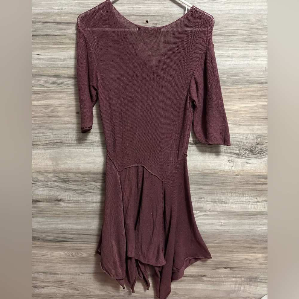 Peruvian Connection maroon 100% Pima cotton midi dress - Picture 6 of 8